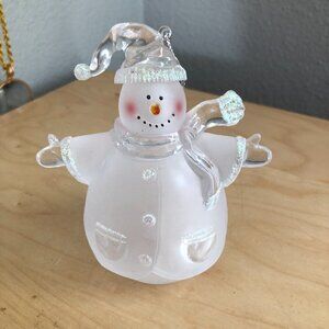 Vintage Christmas Around the World White Frosted Blown Glass Snowman